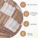 HardNok Ultra Soft Muslin Baby Blanket,A Versatile Swaddle and Bed Blanket for Babies, Toddlers, Boys, and Girls (1 Coffee Checkered 1 Pack).