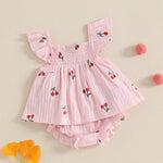 Mubineo Baby Girl Summer Clothes Cute Ruffle Tops Dress Shorts Outfits Set Infant Toddler Shrit Bloomers Princess Outfit (Pink, 6-12 Months)