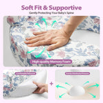ACGROW Nursing Pillow - Memory Foam Bottle & Breastfeeding Pillow with Safety Fence - Ergonomic Support, with Wider Breast Feeding Cushion, Adjustable, Removable Cover, Baby Safety Certified Violet