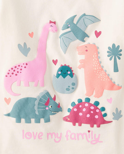 The Children's Place,Baby Girls,and Toddler Family,Mom,Dad,Sibling Short Sleeve Graphic T-Shirts,multipacks,Dino/Family/Daddy 3-Pack,18 Months,24 Months