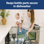 Dr. Brown's Dishwasher Basket for Small Baby Bottle Parts, Pacifiers, and Accessories, Clean, Store and Organize Newborn Essentials, BPA Free, Green