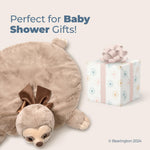 Bearington Baby Lil’ Speedster Tummy Time Mat, 30 x 30 Inch Sloth Plush Stuffed Animal Blanket, Sloth Baby Décor