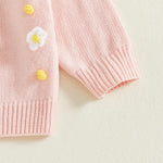 1-5T Toddler Baby Girl Flower Sweater Cardigans Fall Clothes Winter Warm Long Sleeve Button Up Floral Knitted Coats