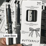 MOZXIRZ 4 Pcs Cute Retractable Pens Bowknot Gel Pens 0.5mm Fine Point Black Ink Smooth Writing Pen Office School Supplies Cartoon Kawaii White Pen for Women Girls (White)