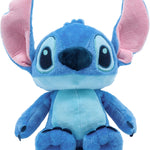 Blue plush toy with pink ears on a white background
