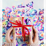 100 Pcs Cute Rainbow Animal Stickers Pack for Kids Girls Teens, Kawaii Waterproof Vinyl Decals,Cartoon Starry Animal Sticker for Water Bottle,Laptop,Luggage,Skateboard,Teaching Rewards,Party Favors