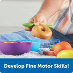 Learning Resources New Sprouts Munch It! Food Set - Food Kitchen Accessories, Pretend Toys, Toddler Picnic Table Games,Kitchen Set, Grocery Fine Motor Skills, Montessori Cooking
