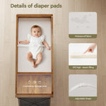 Yetom Changing Table, 6-Drawer Baby Dresser with Changing Table top,Waterproof Diaper Changing Station & Pad, 2 Height-Adjustable Open Storage Shelves, Mobile Nursery Organizer, Rustic Brown