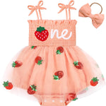 HONGTEYA Baby Girl 1st Birthday Outfit Girl First Birthday Clothes One Year Old Gifts Lace Romper Tulle Summer Newborn Dress