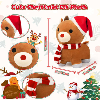 Christmas Reindeer Plush, 9-Inch Christmas Plush Christmas Reindeer Stuffed Animal Soft Stuffed Reindeer Plush Toy for Reindeers Lovers Room Decorations