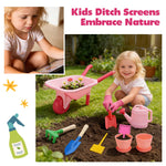 CUTE STONE Kids Gardening Tool Set, Pink Wheelbarrow with Garden Toys with Watering Can, Gloves, Hand Rake, Shovel, Trowel, Outdoor/Indoor Pretend Play Toys for Toddlers Boys Girls Age 3+
