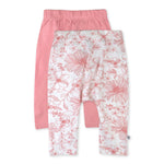 HonestBaby Multipack Harem Pants Roomy Fit Pull on Bottoms 100% Organic Cotton for Baby Boys, Girls, 2-Pack Sketchy Floral Pink, 3-6 Months