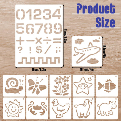 18Pcs Letters and Numbers Alphabet Stencils for Kids, Educational Writing Practice Kit, Reusable Mix Pattern Tracing Stencils for Kids Painting Drawing, DIY Projects(White)