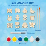 JOYIN 12 Wooden Magnet Creativity Arts & Crafts Painting Kit for Kids, Decorate Your Own Painting Gift for Easter Basket Stuffers, Birthday Parties and Family Crafts, Party Favors for Boys Girls