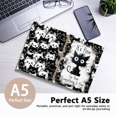 LIANGW Funny Cat Journal Notebook for Teen Girls & Women, Funny Gifts for People Who Love Cats, Cat Lover Gifts for Women Men, Cute Notebooks for School Supplies, cat notepad 5.5x8.3 Inch