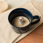 DIHOclub Racoon Ceramic Cup Hidden 3D Animal Inside Mug,Cute Cartoon Handmade Figurine Mugs,Holiday and Birthday Gift for Coffee Milk Tea Lovers,12 OZ(Dark Blue)