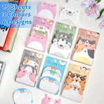 Yelltale Cute Sticky Notes, 6 Pack 270 Sheets Mini Kawaii Cartoon Animal Sticky Notes, Animals Shape Cartoon Notes Self-Stick Memo Pads, Party Favors