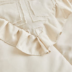 Tufted Ruffle Crib Bedding Set 3 Pieces Baby Boho Quilted Comforter with Fitted Sheet and Bed Skirt - Cute Ruffled Shabby Chic Baby Bedding Soft Blanket Design Cream White