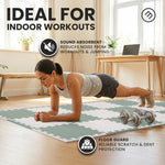bemaxx Gym Mats Set - 18 pcs EVA Interlocking Foam Floor Tiles (12.6"x12.6"x0.4") 18sqft Protective Gym Flooring Sports Home Workout Exercise Mats Puzzle Garage Fitness Play-Room Pool Treadmill Bike