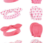 Hudson Baby baby-girls Cotton Headband and Scratch Mitten Set