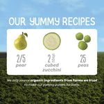 Happy Baby Organics Stage 2 Baby Food Pouches, Gluten Free, Vegan & Healthy Snack, Clearly Crafted Fruit & Veggie Puree, Pears, Zucchini & Peas, 4 Ounces (Pack of 16)
