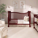 Dream On Me Violet 7-in-1 Convertible Full-Size Baby Crib with Toddler, Day & Full Bed Conversion in Cherry, GreenGuard Gold & BSA, 4 Mattress Heights, Sustainable Pinewood
