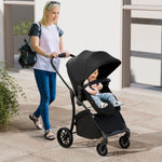 BABY JOY 2 in 1 Baby Stroller, High Landscape Convertible Bassinet Stroller with Reversible Seat, Adjustable Backrest & Canopy, Foldable Pushchair Pram Stroller for Newborn Toddler 0-36 Months (Black)