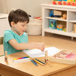 Melissa & Doug Deluxe Happy Handle Stamp Set with 10 Stamps, 5 Colored Pencils, and 6-Color Washable Ink Pad