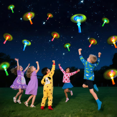 OceanWings LED Flying Set with Whistle, 25 Slingshot+25 Glow Helicopter, Flying Toy Outdoor Toy Glow in The Dark Party Supplies Party Favors Bulk for Kids 8-12,4-8 Outdoor Game Easter Basket Stuffer
