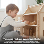 PlanToys® Bathroom Classic Set for Montessori Inspired Home and Small World Play | Practical Life, Social Skills and Imaginative Scene Building | Eco Friendly Wooden Dollhouse Bathroom Furniture