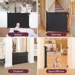 Momcozy Retractable Mesh Baby Gate or Dog Gate, Child Safety Gate for Indoor or Outdoor, 33-inches Tall with up to 55-inches Wide Extension, Black