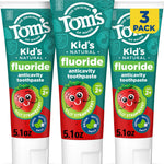 Tom's of Maine Natural Kids Fluoride Toothpaste, Strawberry, 3 Pack, 5.1 oz