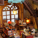 GuDoQi DIY Miniature Dollhouse Kit, Magic Bookstore Tiny House kit with Furniture and LED, Miniature House Kit, Great Handmade Crafts Gift for Birthday Father's Day