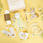 Baby Girl Gifts, for Girls,Newborn Essentials Baby Girl Basket,Wooden Baby Gift Basket Swaddle Blanket Rattle Toy Headband Bow Infant