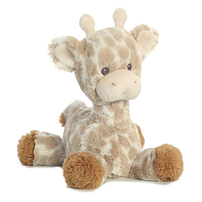 Plush giraffe toy on a white background