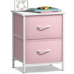 Sorbus Nightstand with 2 Drawers - Kids Bedside Furniture End Table Night Stand - Steel Frame, Wood Top & Easy Pull Fabric Bins - Dresser & Chest for Home, Bedroom Accessories, Office & College Dorm