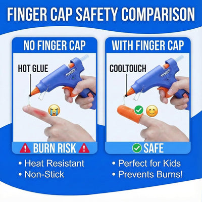 Amazzeo Mini Hot Glue Gun and Sticks Set 40pcs with 5 Fingers Safety Caps - Kids & Home Use Gun, Pistola De Silicona Caliente School Projects & Quick Repairs Small Glue Gun for Crafts