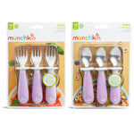 Munchkin® Raise™ Toddler Fork and Spoon Utensil Set, Rest Keeps Tip Off Table, BPA Free, 6 Pack, Purple