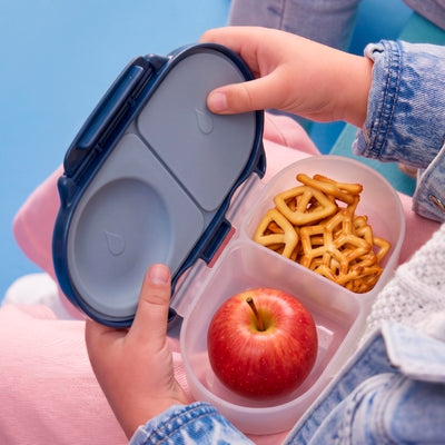 b.box Snack Box - Leakproof Mini Bento Box for Kids & Toddlers, 2 Compartment Snack Containers for Kids, Lunch Containers, Dishwasher Safe, BPA Free, PFAS Free, Ages 4m+, 1 3/4 Cup - Midnight