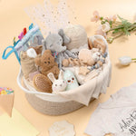 30 Piece Baby Gift Basket – Luxury Curated Baby Girl Gift Basket for Newborn, Premium All-in-One Baby Shower Gift Set, Essentials with Keepsakes for First Visit (Khaki)