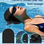 Aegend Swim Caps for Long Hair, Durable Silicone Swimming Caps for Women Men Adults Youths, Easy to Put On and Off, Waterproof Swim Hats Bathing Caps to Keep Hair Dry, 1 Pack, Black