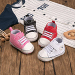 KKIIDDSS Unisex Baby Girls Boys Canvas High-top Shoes, Newborn Infant Anti-Slip Soft Sole Frist Walking Sneakers (C01/Red,12-18 Months)