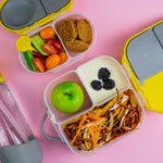 b.box Snack Box - Leakproof Mini Bento Box for Kids & Toddlers, 2 Compartment Snack Containers for Kids, Lunch Containers, Dishwasher Safe, BPA Free, PFAS Free, Ages 4m+, 1 3/4 Cup - Lemon Sherbet