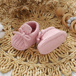 DovFanny Baby Booties Newborn Baby First Shoes Cozy Warm Knit Soft Booties for Toddler Infant Boy Girl (Light Pink, Infant, 0 Months, Age Range, US Footwear Size System, 3 Months, Medium)