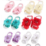 Toptim Baby Girl's Barefoot Sandals Flower for Newborn Toddlers (0-3T) (10 Colors)