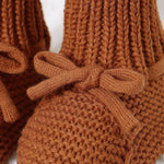 Hadetoto Baby Booties Newborn First Walkers Cozy Shoes Warm Knit Soft Booties for Toddler Infant Boy Girl (Caramel, Infant, 3 Months, Age Range, US Footwear Size System, 6 Months, Medium)