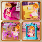 JUKUDAHU Villa Girls Toys for Kids Ages 2 3 4 5 6 7 - Indoor and Outdoor Toys for Ages 3-8 with 2 Dolls, Pretend Toddlers Playset with Accessories and Furniture, 4-8 Year Old Girl Birthday Gifts