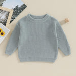 Yoawdats Toddler Baby Girl Boy Long Sleeve Knit Sweater Cute Round Neck Pullover Fall Winter Warm Tops Clothes (Grey Green, 0-3 Months)