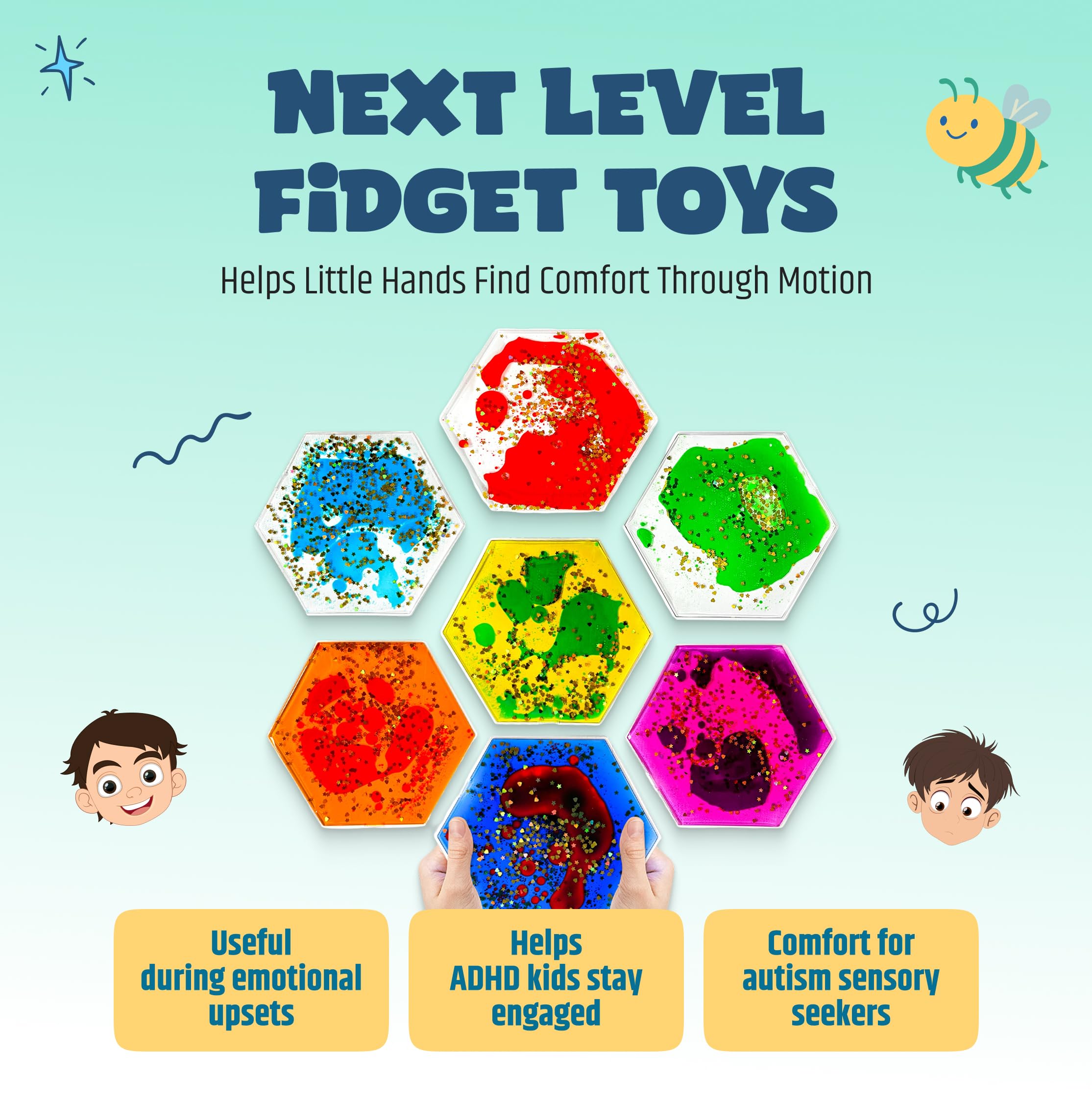 Jumble Comb Hexagon Liquid Motion Sensory Fidget Toys - Activity Toys ...