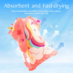 Joiedomi Kids Beach Towels with Hood for 3-10 Years Boys Girls Unicorn Hooded Toddler Bath Towel Poncho Absorbent Quick Dry Soft Microfiber Swim Robe with Backpack Lightweight 30"x30" for Beach Pool